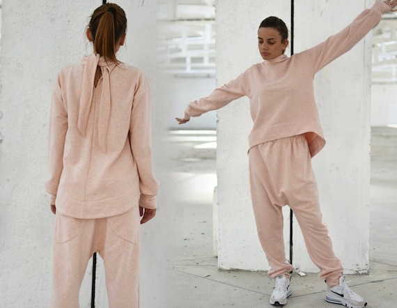 Women Set of Top and Pants Winter Loungewear Set Workout Outfit Drop Crotch Pants Loose Top Long Sleeves Sweater Plus Size Clothing Etsy UK