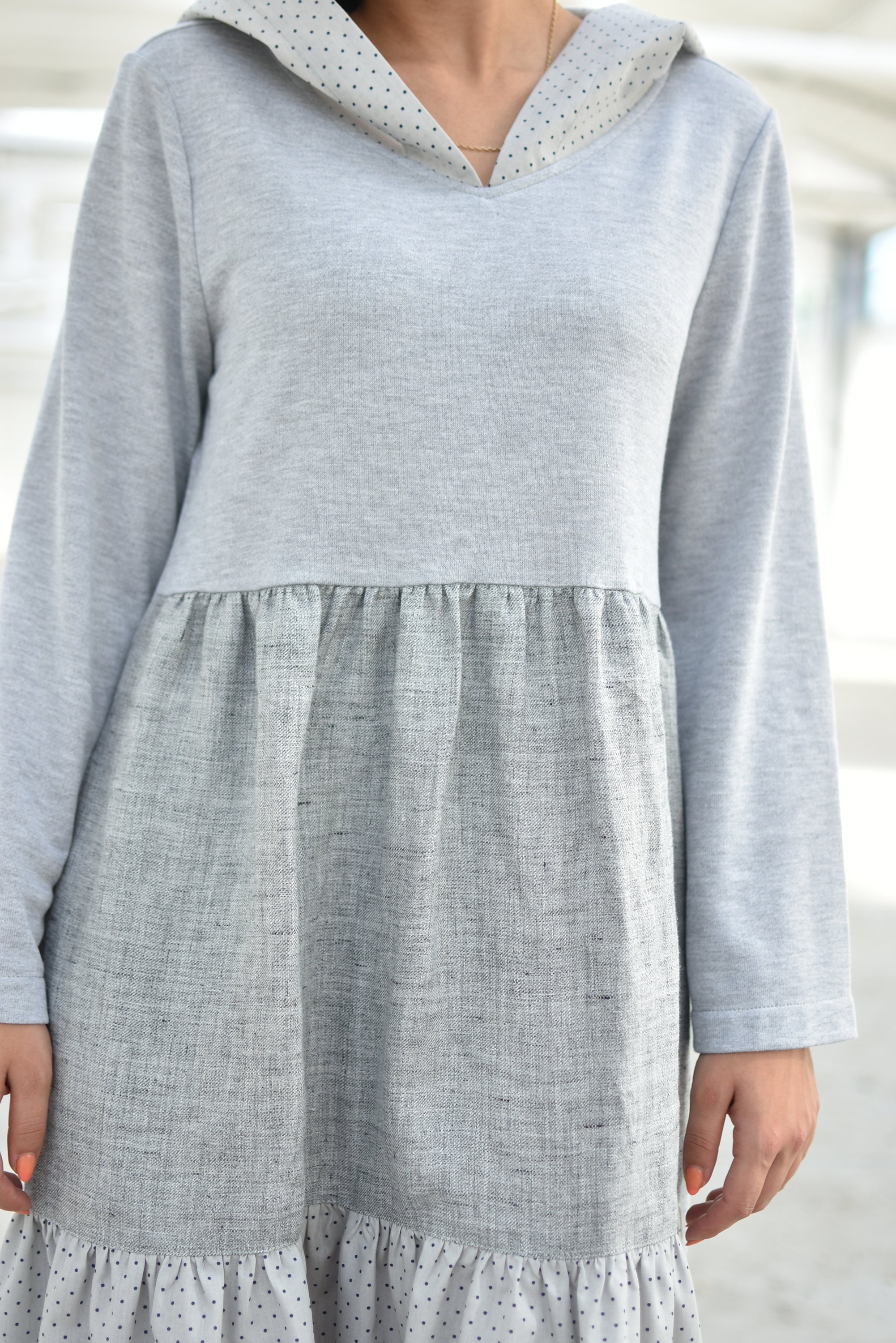 【Herlipto】Cache-Coeur Hoodie Dress M グレー Susie-Sweatshirt-Dress