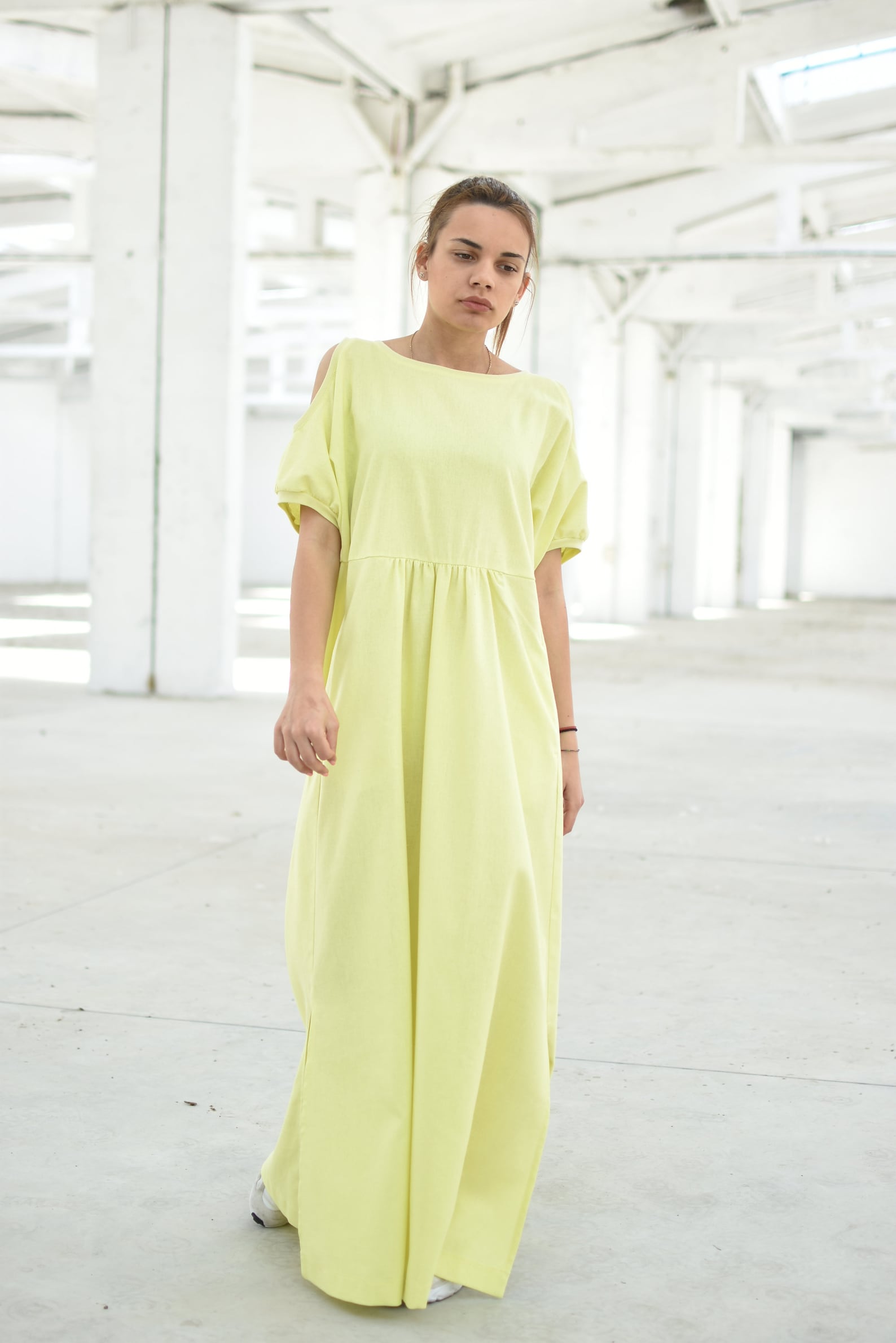 Yellow Linen Dress Kaftan Dress Linen Summer Dress Linen Etsy UK