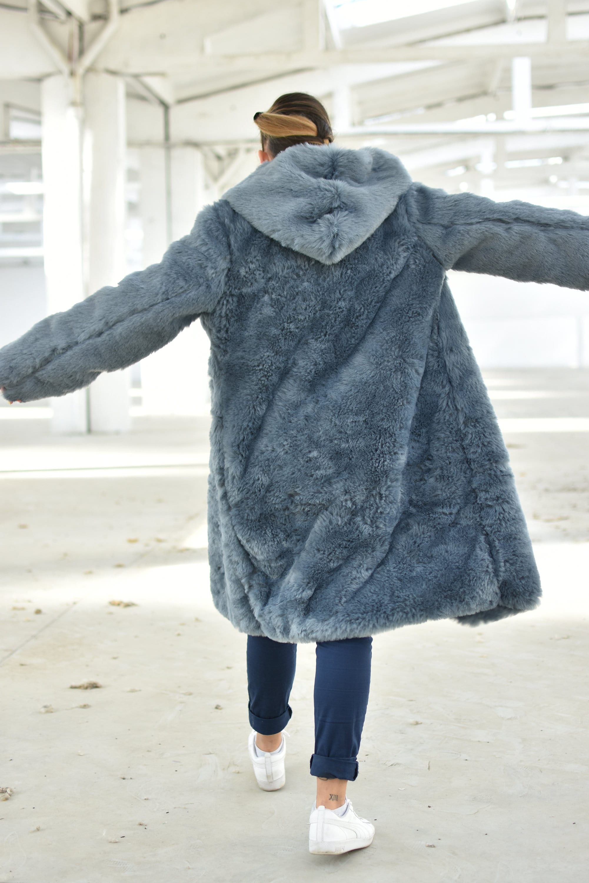 Faux Fur Coat, Women Fuzzy Winter Coat, Hooded Teddy Jacket