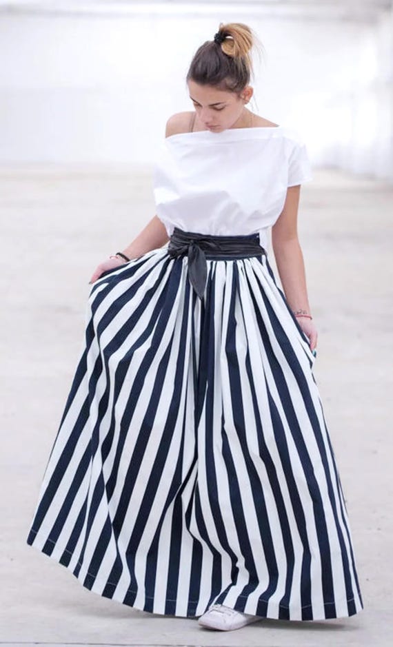 Mezza gonna da donna in lino, gonna a trapezio, estiva, midi/maxi, gonna avvolgente casual da donna, con elastico in vita, tinta unita, Marina Militare, M
