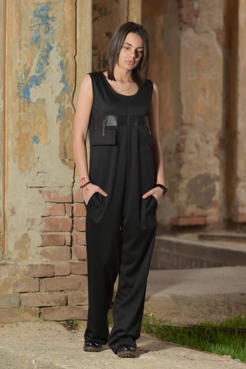 Plus Size Overall Black Jumpsuit Harem Jumpsuit Black Overall Sleeveless Jumpsuit Loose Jumpsuit Plus Size Romper Women Overall