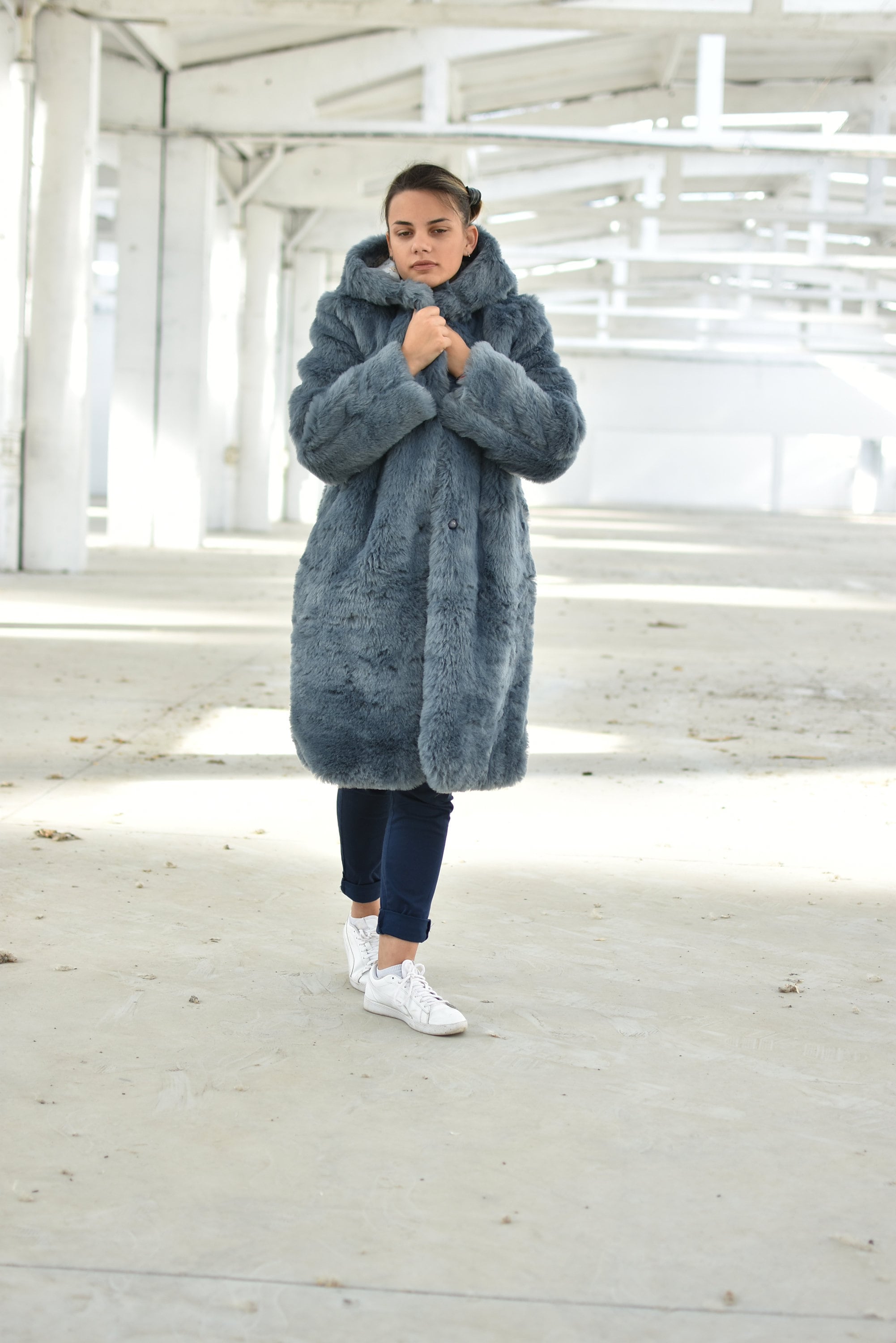 Faux Fur Coat, Women Fuzzy Winter Coat, Hooded Teddy Jacket