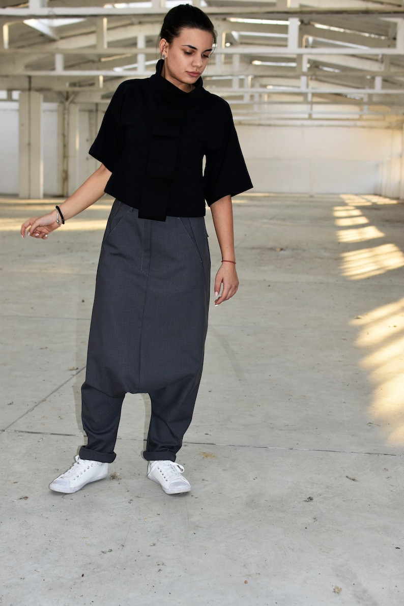 Women Gray Pants Wool Pants Women Harem Pants Plus Size Etsy