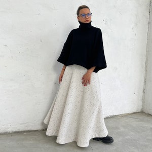 White Wool Maxi Skirt, Long High Waist Skirt, Light Academia Clothing, Victorian Walking Skirt, Modest Warm Winter Skirt, Plus Size Skirt