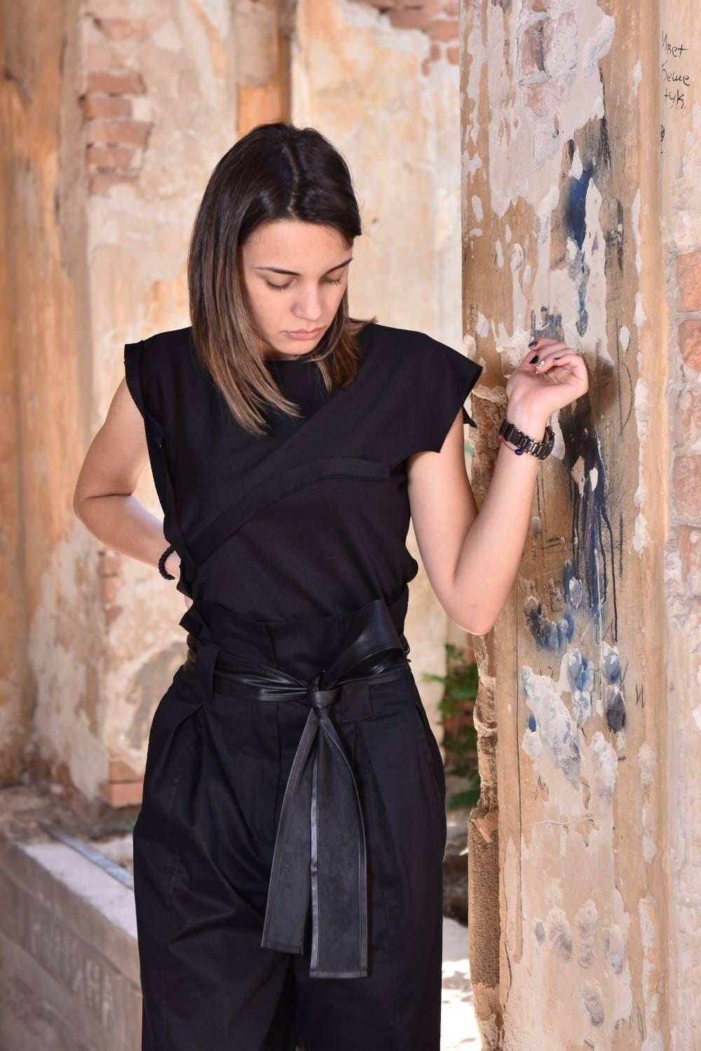 Obi Belt, Women Belt, Black Belt, Wrap Belt, Leather Belt  display picture 2