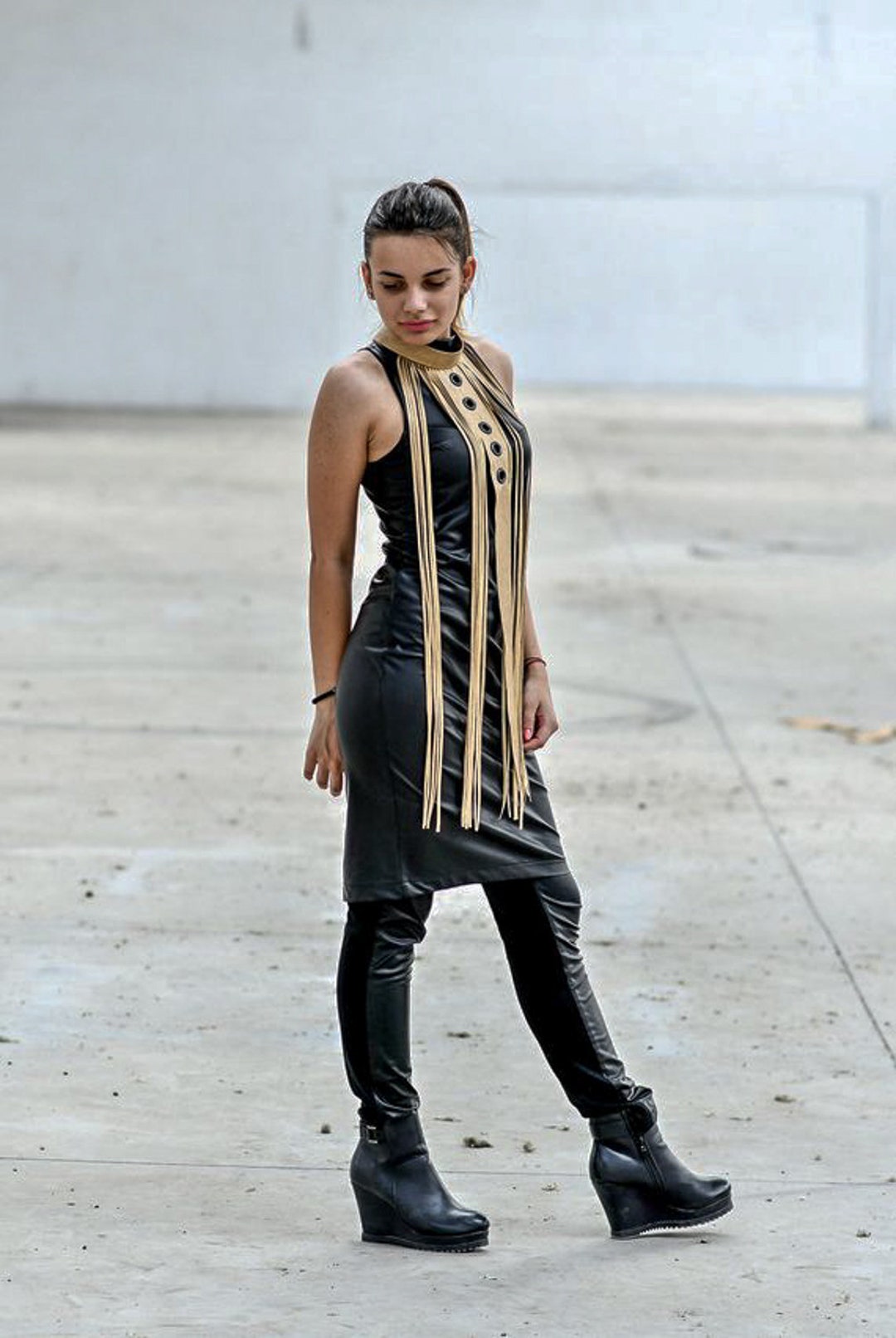 Collier Choker Africain En Cuir Épais Pour Femme - Style Tribal Punk - Pour Événements Et Tenues Audacieuses