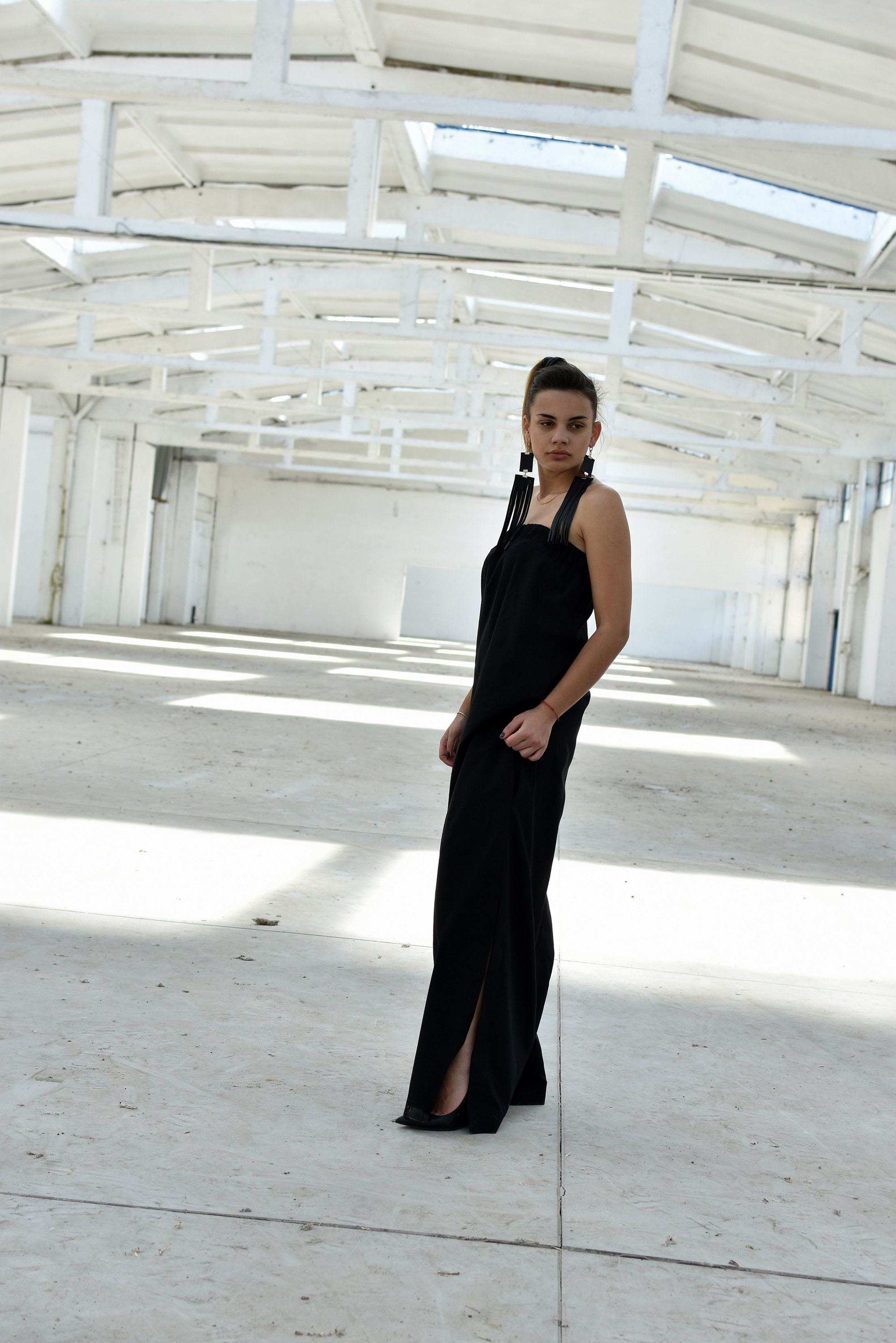 chinese dress ladies The Mykonos - Solid Black Linen Beach Dress