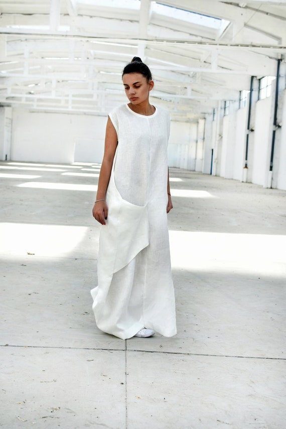 white linen gown