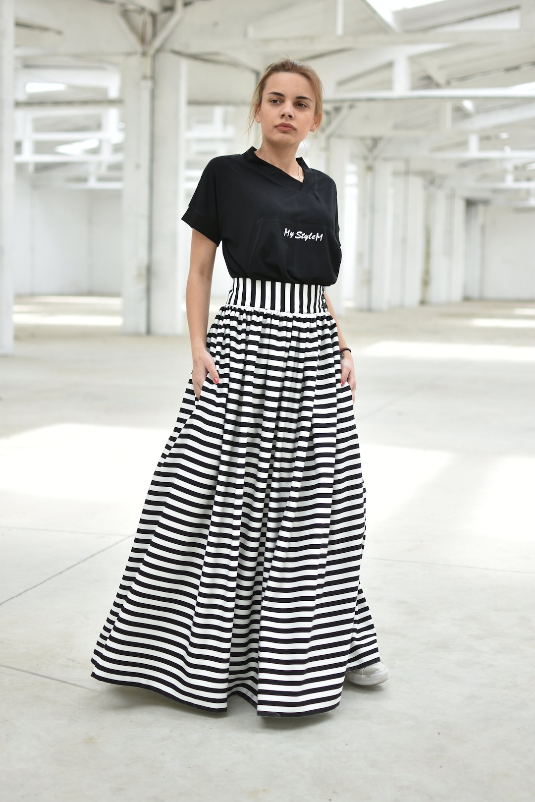 【Remagie】★Striped Pleated Wrap Skirt Sacai Striped Pleated Skirt - Raleigh Vintage
