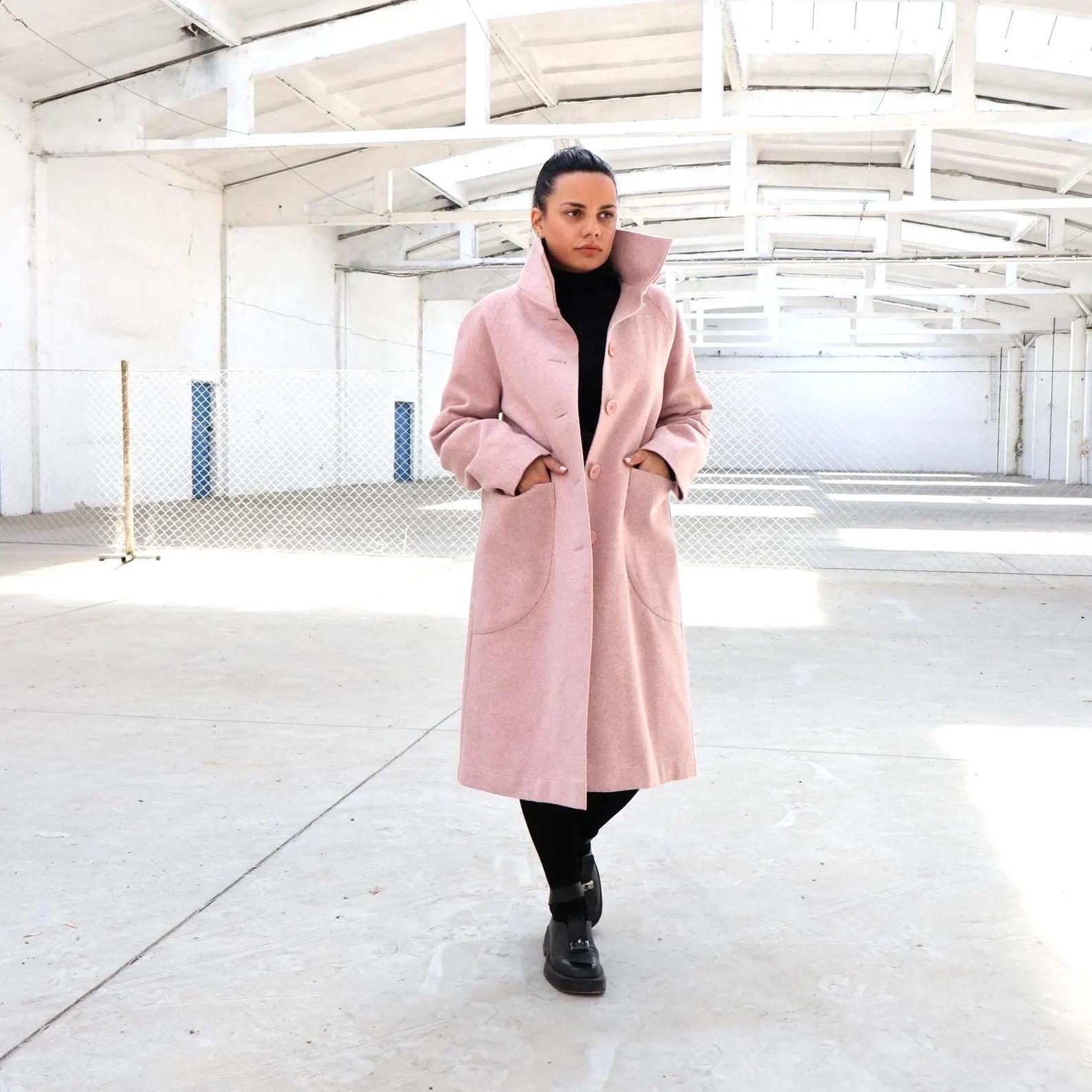 Plus Size Coat, Women Coat, Wool Coat, Black Coat, Winter Coat