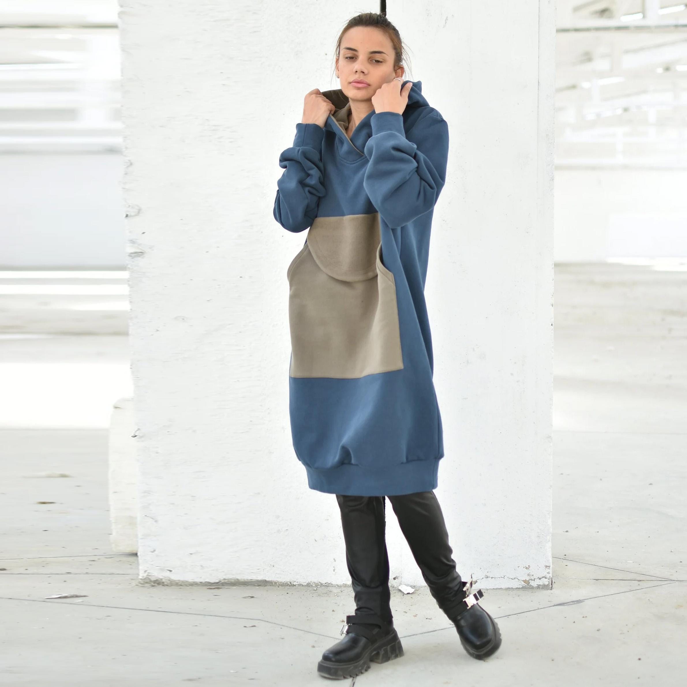 Streetwear Dress, Urban Hoodie Dress, , Hooded Sweatshirt Dress