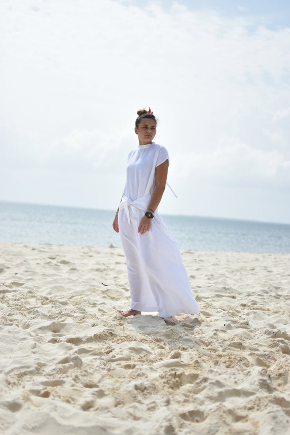 Linen Maxi Dress, White Maxi Dress, Linen Clothes, Beach Wedding Dress,  Linen Kaftan Dress, Maxi Wedding Dress, White Kaftan, Beach Cover Up - Etsy