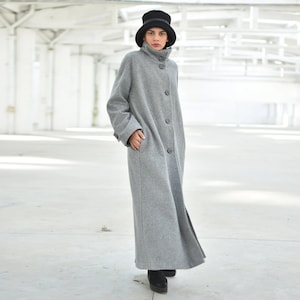 Oversized Wool Coat, Women Maxi Coat for Winter, Long Plus Size