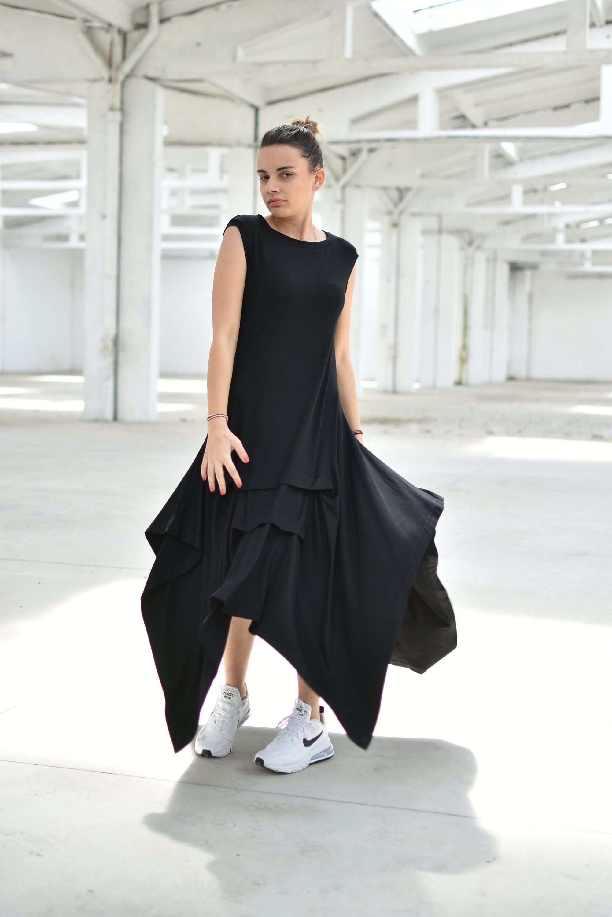 Avant Garde Clothing Summer Black Asymmetrical Dress Plus - Etsy