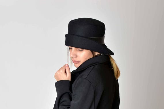 冬用アクセサリー、黒帽子、女性用帽子、レザー帽子、ウール帽子 冬用アクセサリー、黒帽子、女性用帽子、レザー帽子、ウール帽子