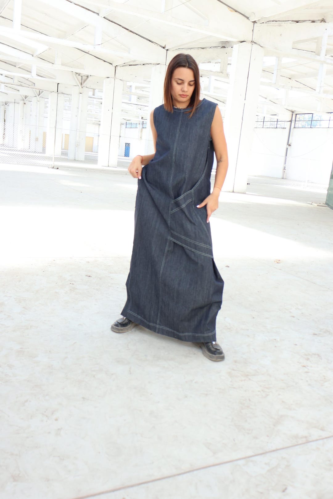 chinese dress ladies Dolly Long Sleeve Stretch Denim Dress main image 1