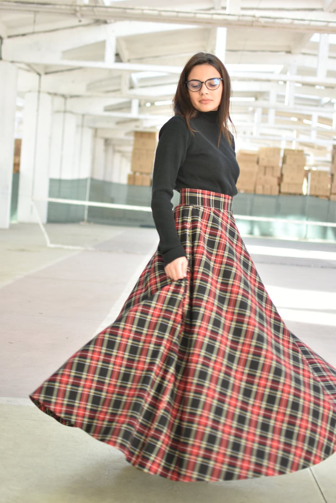 Wool Plaid Skirt Tartan Maxi Skirt Victorian Walking Skirt - Etsy