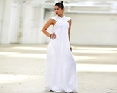 chinese dress ladies Aisle White Linen High Neck Dress – Endless main image 0