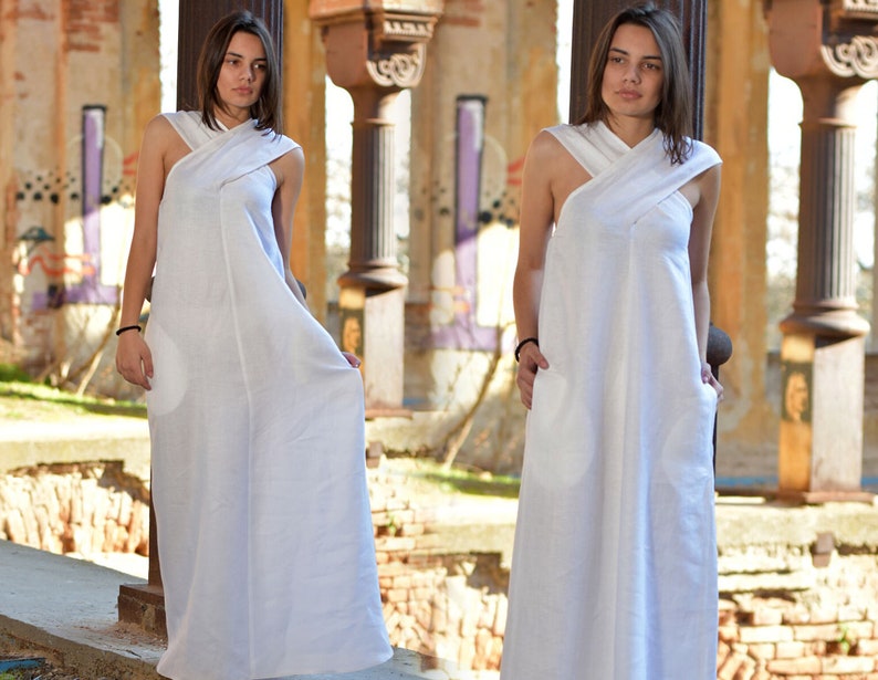 Linen Dress, White Linen Dress, White Maxi Dress, Linen Clothing, Plus Size Linen Dress, Long Linen Dress, White Summer Dress, Wedding Dress 