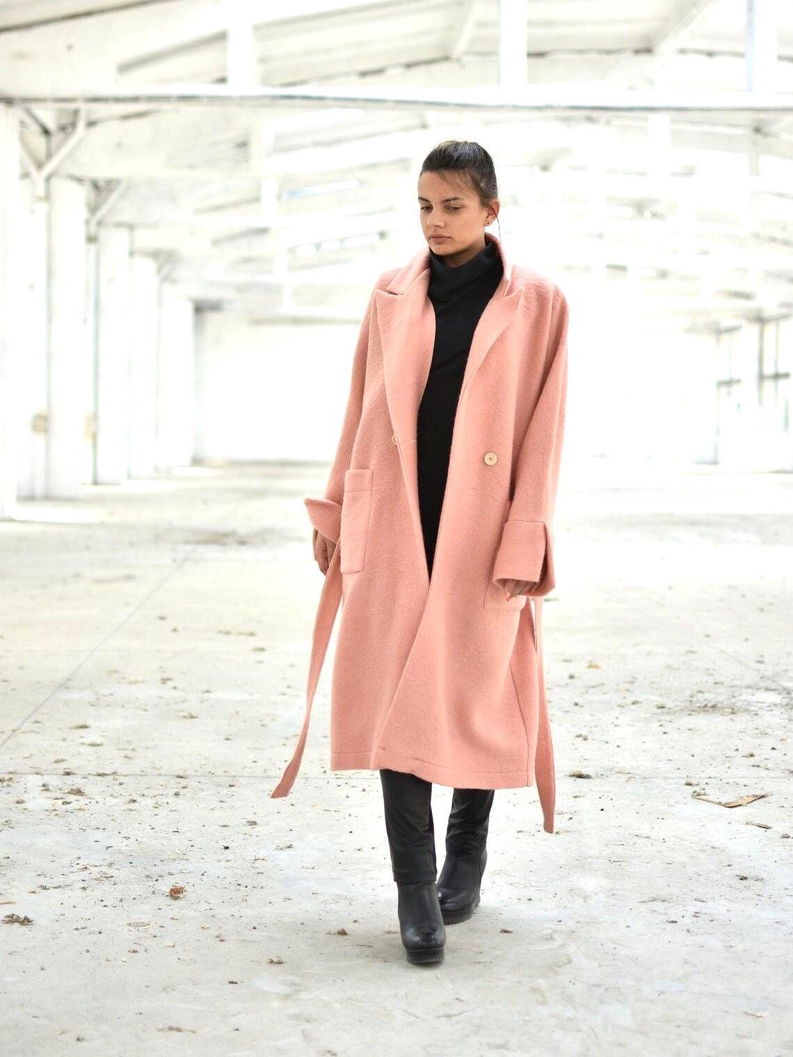 【最終値下げ】muguet shaggy long coat pink Women's Faux Mongolian Lamb Fur Long Jacket Shaggy Faux Fur