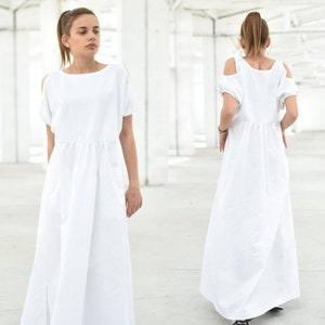 White Linen Dress, Linen Clothing For Women, Linen Maxi Dress, Plus Size Clothing, Alternative Wedding Dress, Linen Wedding Dress, Bohemian