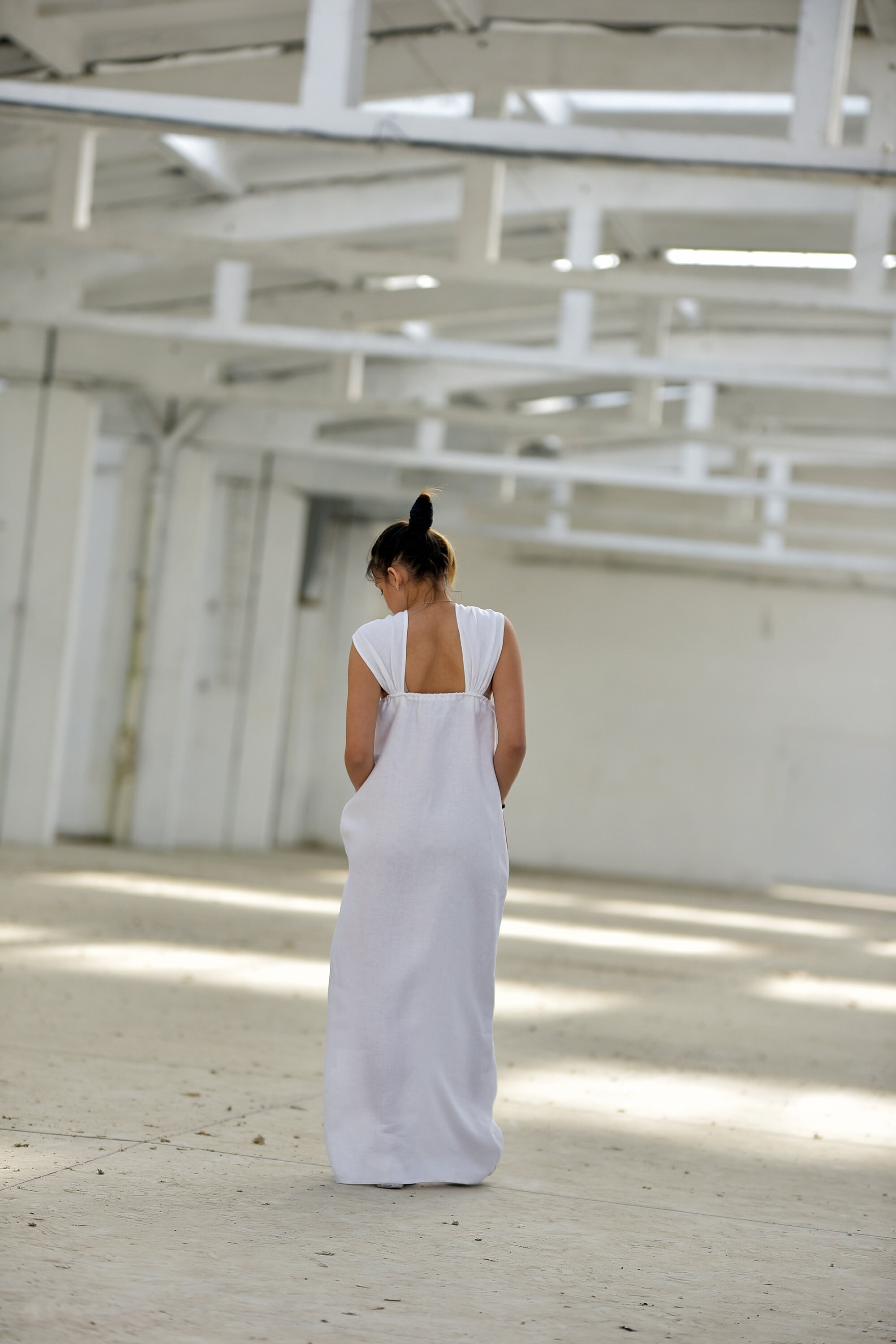 Cerisa Linen Maxi Dress - White