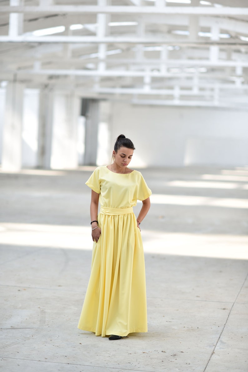 Maxi Dress, Yellow Dress, Dress For Women, Wedding Guest Dress, Plus Size Clothing, Plus Size Maxi Dress, Women Kaftan Dress,Long Maxi Dress image 3