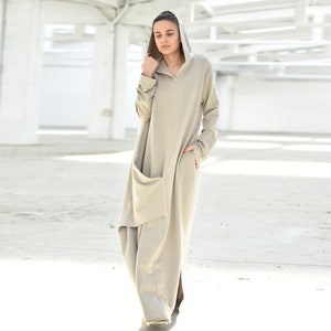 Avant Garde Dress, Hooded Dress, Plus Size Clothing, Cotton Kaftan Dress, Futuristic Dress, Women Clothing, Maxi Dress, Oversized Dress