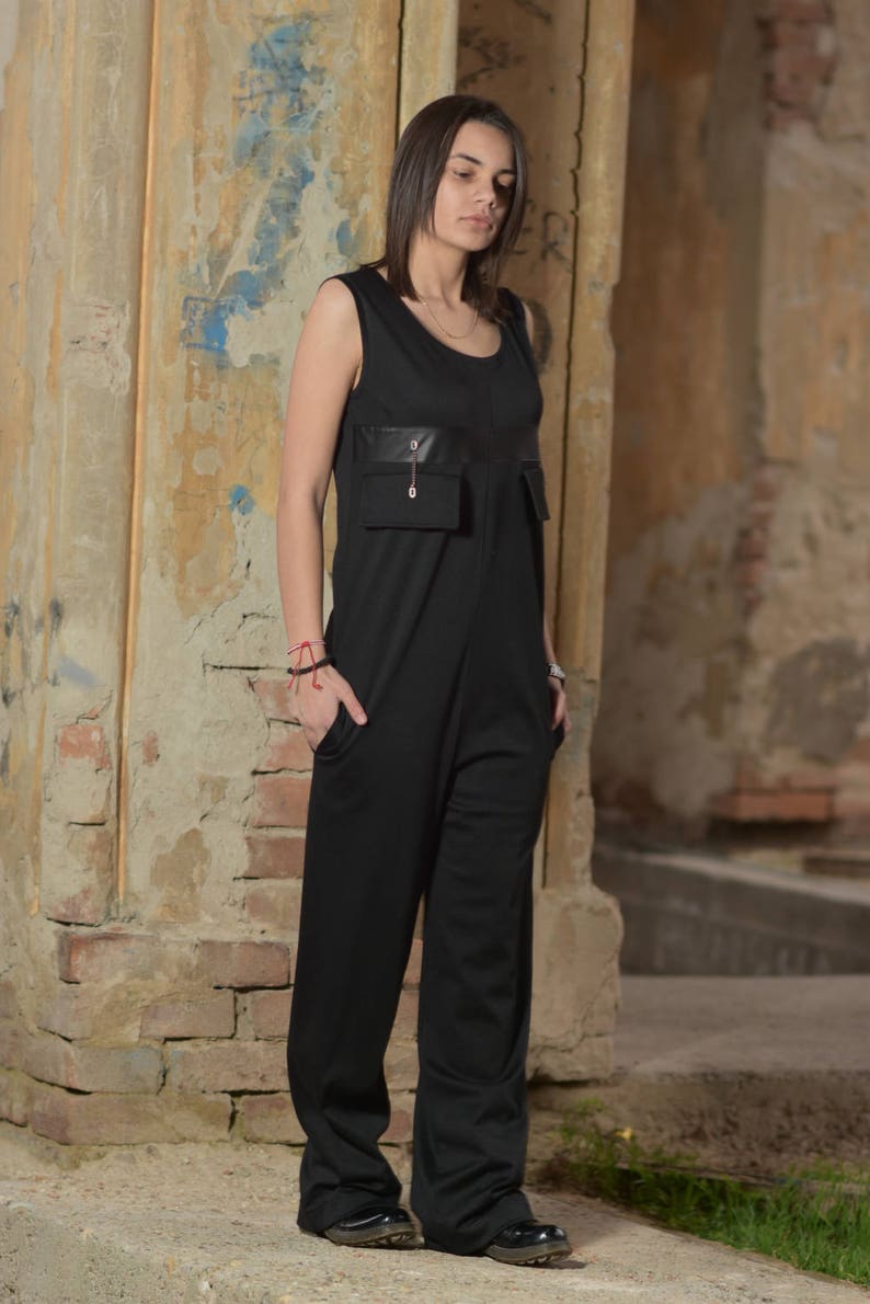 Plus Size Overall Black Jumpsuit Harem Jumpsuit Black Overall Sleeveless Jumpsuit Loose Jumpsuit Plus Size Romper Women Overall