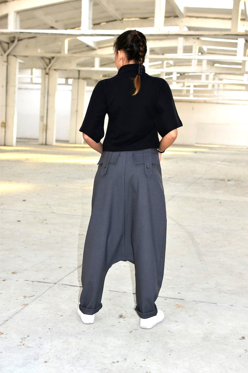 Women Gray Pants Wool Pants Women Harem Pants Plus Size Etsy