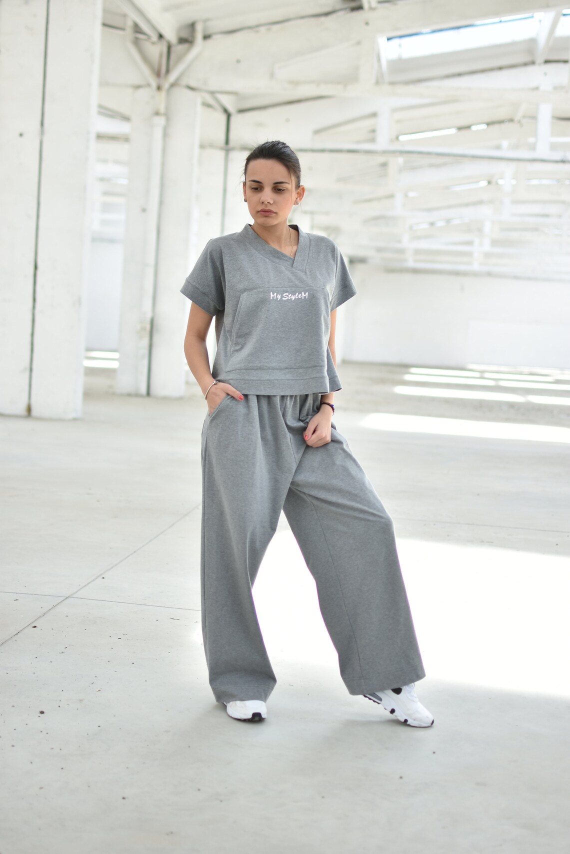 gray cotton pants