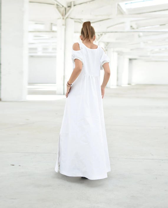 flowy maxi white dress Evalyn Tiered Ruffle Shop American Threads Women's Trendy Online Boutique / L White Maxi Dress with Contrast