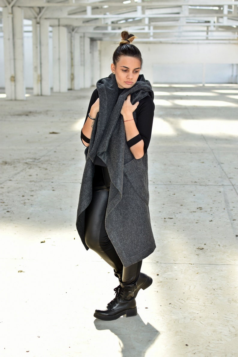 Women Vest Wool Vest Gray Vest Winter Vest Plus Size Etsy