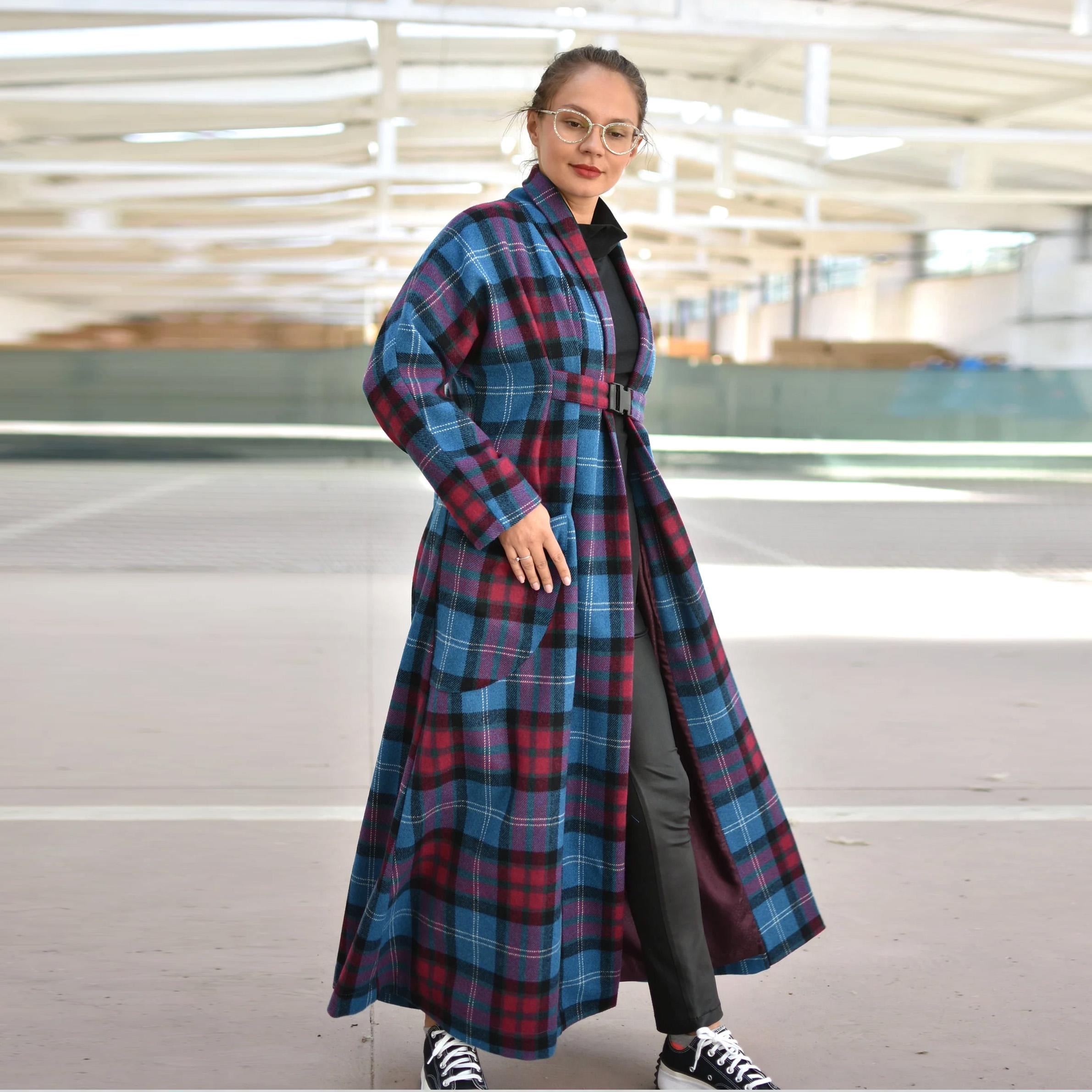 Cappotto viola a quadri Italia