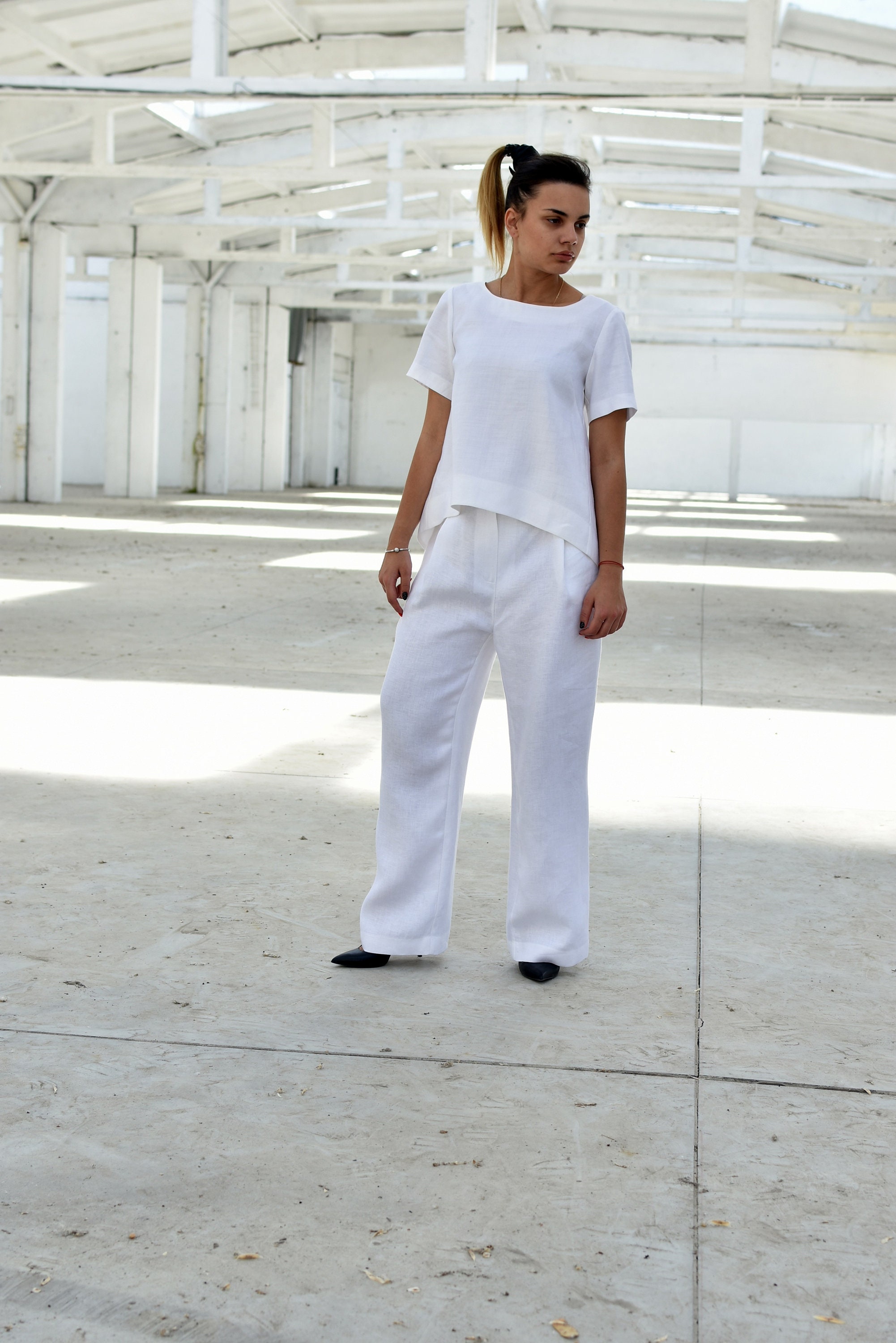 White Linen Pants Wide Leg Pants Linen Clothes White Summer - Etsy Ireland