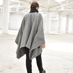 Plus Size Cardigan, Wool Cape Cardigan, Winter Cape Poncho, Women Cardigan, Oversized Cape, Womens Wool Coat, Evening Coat, Warm Outerwear image 4