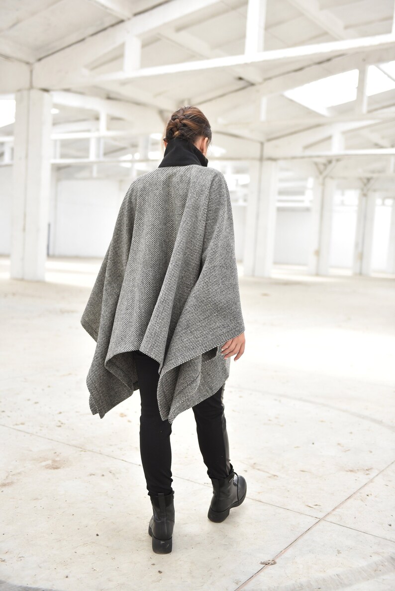 Plus Size Cardigan, Wool Cape Cardigan, Winter Cape Poncho, Women Cardigan, Oversized Cape, Womens Wool Coat, Evening Coat, Warm Outerwear image 4