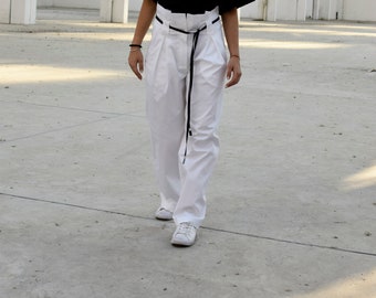 Pants for Women, White Pants, Japanese Clothing, Wide Leg Pants - Main Image