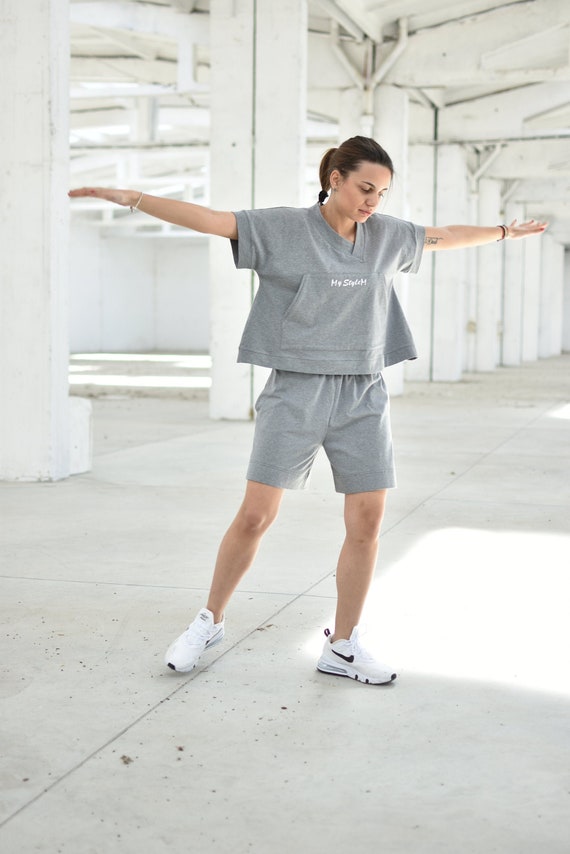 Gray Summer Outfit, Workout Set, Gray Shorts, Plus Size Clothing, Sweatsuit  Set, Loose Tshirt, Loungewear Outfit, Gray Designer Outfit -  Canada