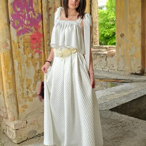 White Maxi Skirt, Wedding Skirt, Long Bridal Skirt, Long Summer Skirt