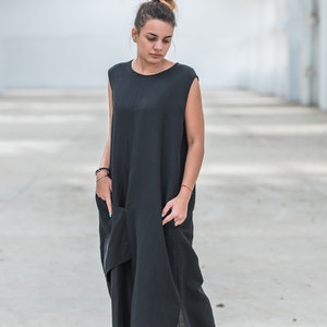 Linen Maxi Dress Plus Size Clothing Black Maxi Dress Linen - Etsy