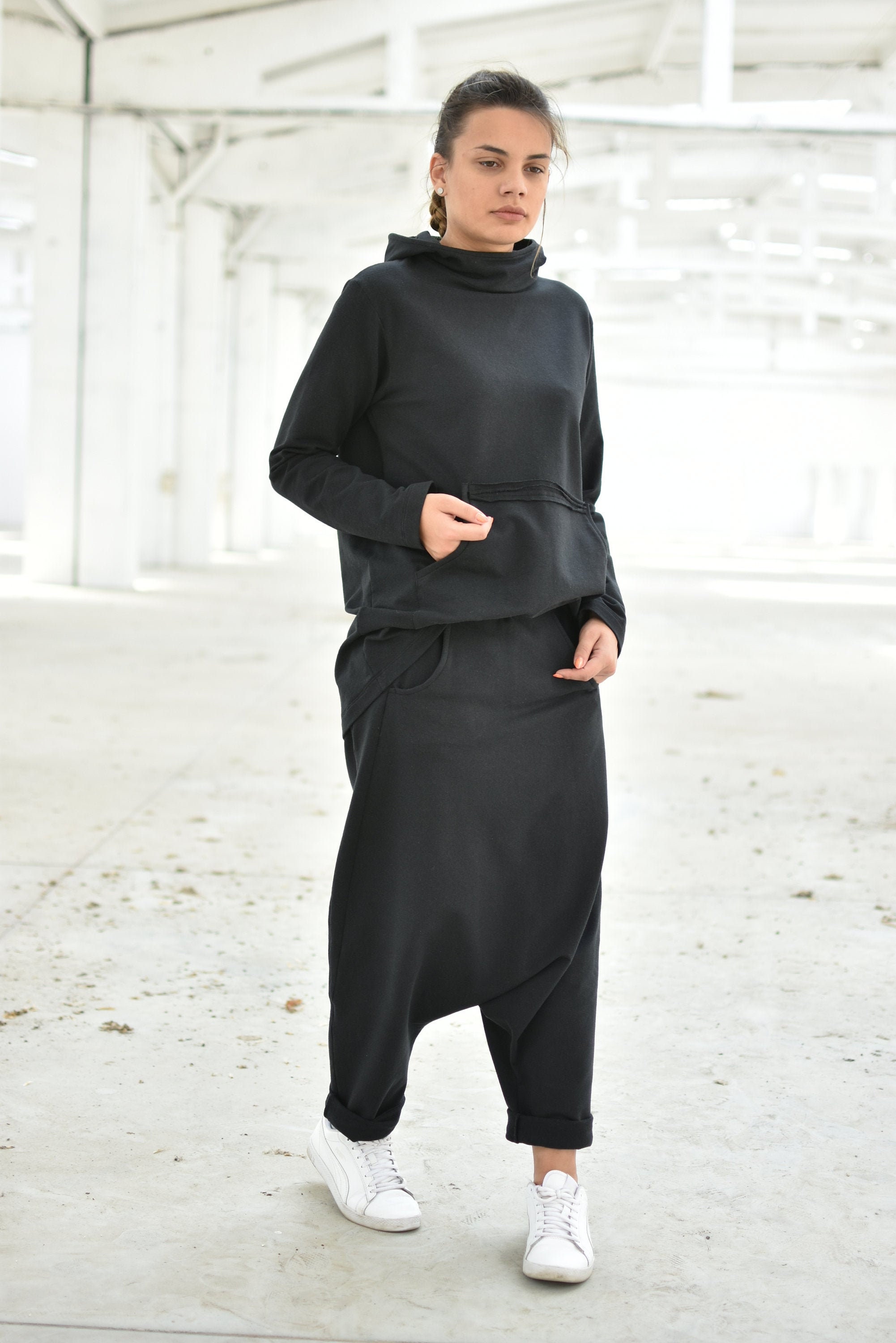 Women Black Set, Set of 2, Urban Clothing, Black Sweatshirt, Harem Pants, Women Costume, Street Wear, Urban Set, Black Blouse, Loose - Etsy Women Black Set, Set of 2, Urban Clothing, Black Sweatshirt, Harem Pants, Women Costume, Street Wear, Urban Set, Black Blouse, Loose - Etsy
