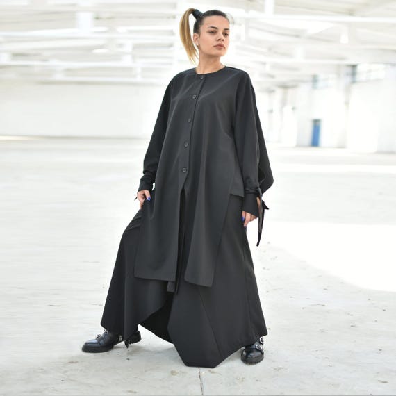 Avant Garde Black Shirt, Extravagant Women Shirt, Futuristic