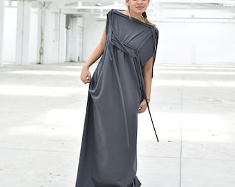 Maxikleid dunkelgrau, Steampunk Kleid, Kaftan Kleid, bequemes lockeres Kleid, lässiges ärmelloses Kleid, Kleid in Übergröße