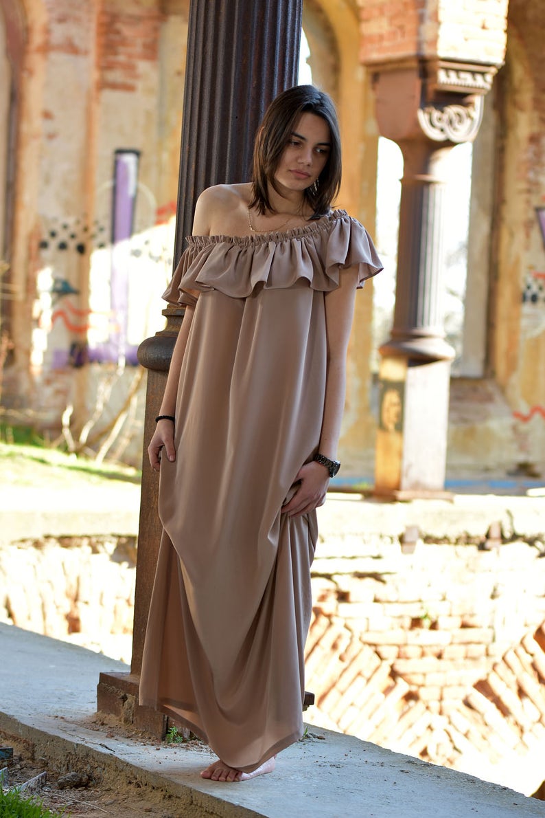 off shoulder cowl kaftan