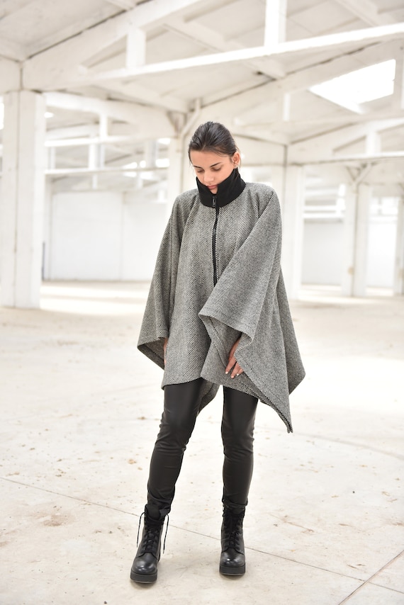 Plus Size Cardigan, Wool Cape Cardigan, Winter Cape Poncho, Women Cardigan, Oversized Cape, Womens Wool Coat, Evening Coat, Warm Outerwear
