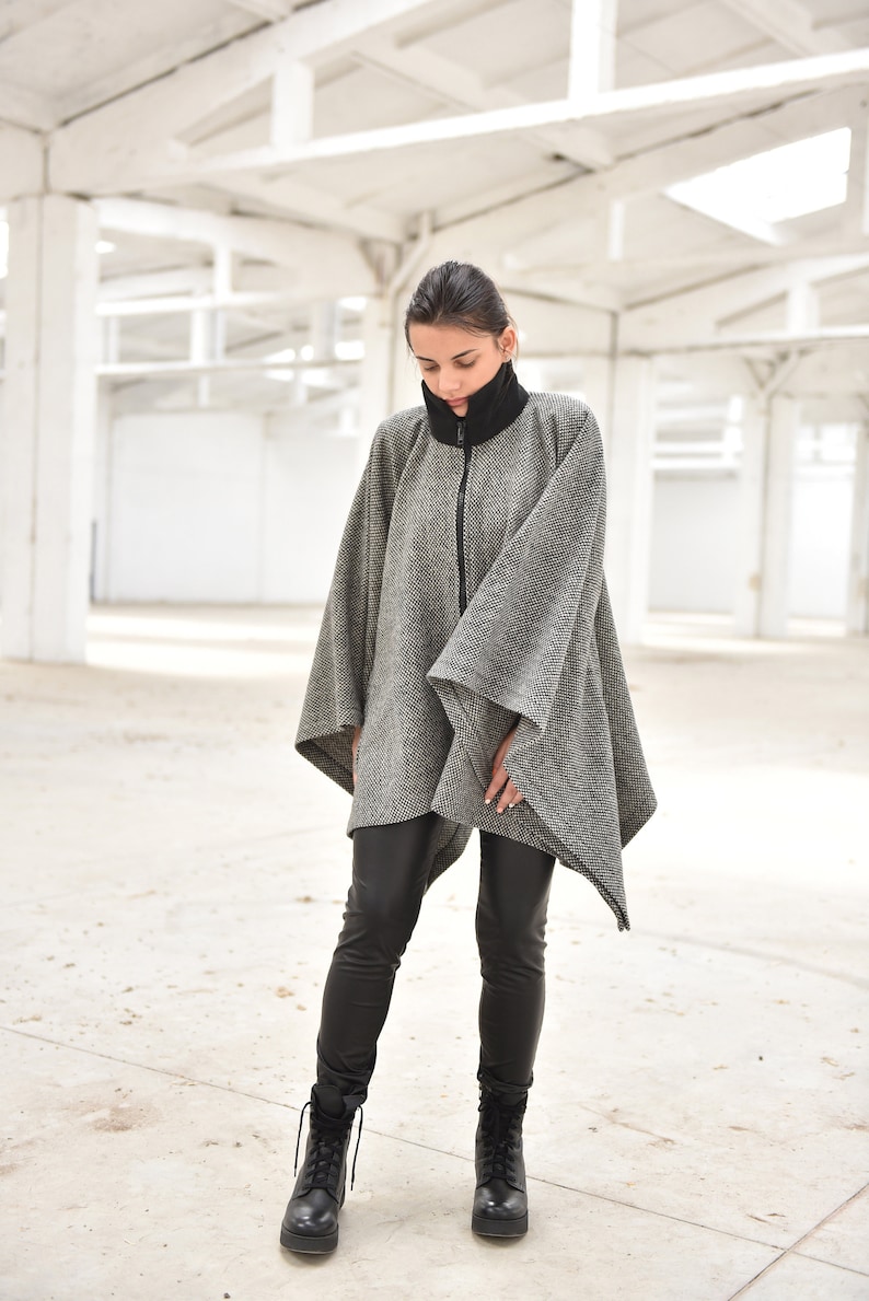 Plus Size Cardigan, Wool Cape Cardigan, Winter Cape Poncho, Women Cardigan, Oversized Cape, Womens Wool Coat, Evening Coat, Warm Outerwear image 1