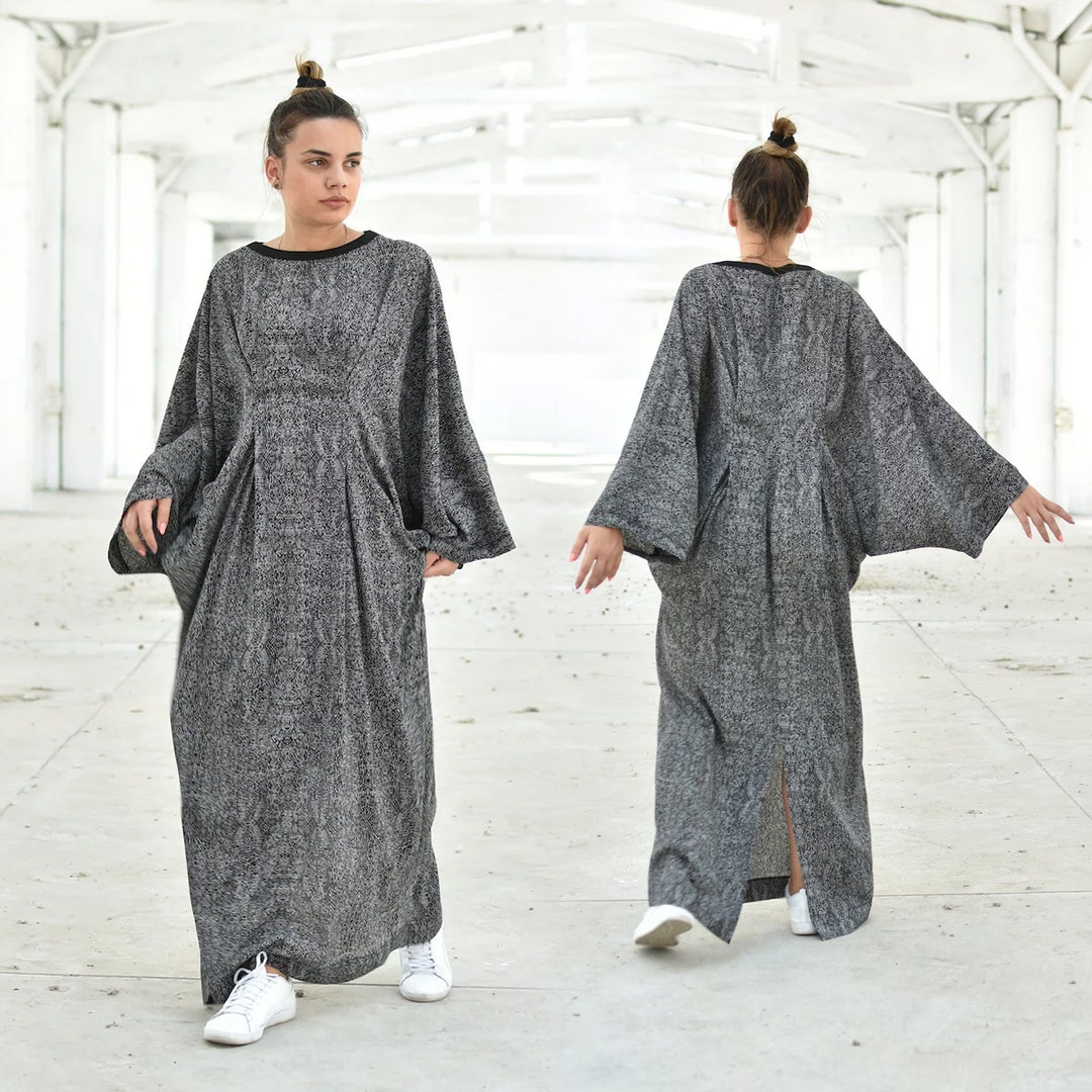 Women Kimono Dress, Beach Kaftan Dress, Loose Maxi Dress, Plus