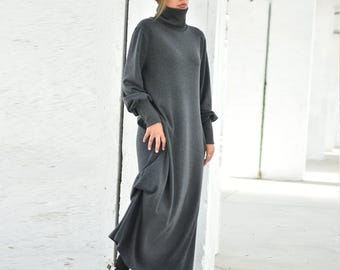Buy Winter Turtleneck Dress, Loose Maxi Sweater Dress, Wool